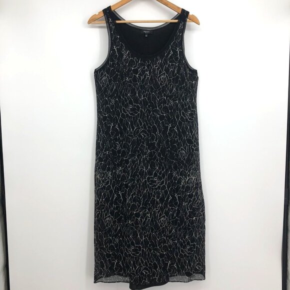 Babaton Black and  white Marble Printed Sleeveless Silk Midi dress SP - Picture 14 of 15